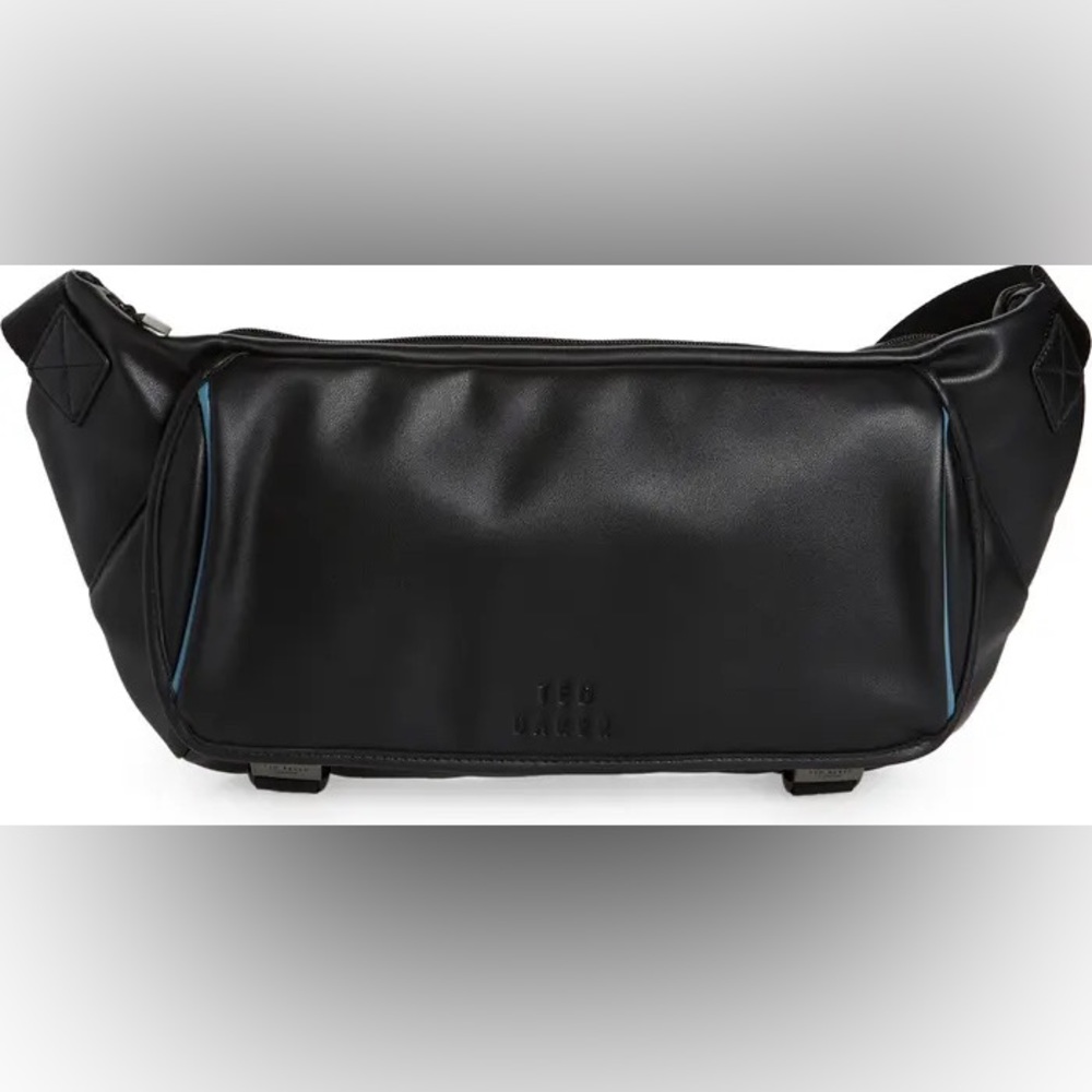 Ted Baker Cobbra Unisex Black Belt Bag Blue Trim - Picture 2 of 15